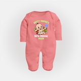 "Little Farmer's Delight - My First Pongal Sleep Suit For Babies With Name" - PEACH - New Born (Chest 7.5")