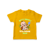 "Little Farmer's Delight - My First Pongal T-Shirt For Kids With Name" - CHROME YELLOW - 0-5 Months Old (Chest 17")