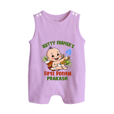 "Little Farmer's Delight - My First Pongal Romper Suit For Babies With Name" - LILAC - 0 - 5 Months Old (Chest 18")