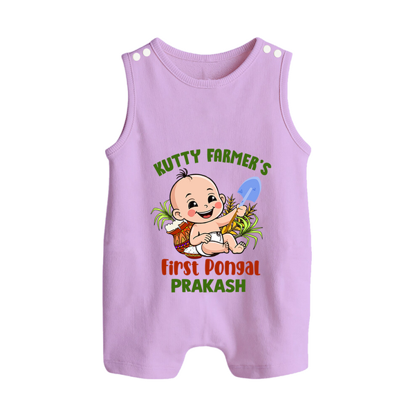 Kutty Farmer's First Pongal Personalized Kids Romper Suit - LILAC - 0 - 5 Months Old (Chest 18")