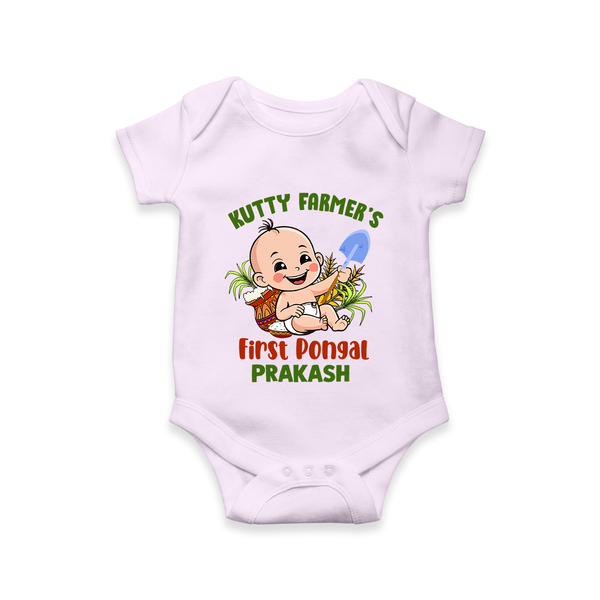 Kutty Farmer's First Pongal Personalized Kids Romper - LILAC - New Born (Chest 14")