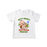 Kutty Farmer's First Pongal Personalized Kids T-Shirt - WHITE - 0-5 Months Old (Chest 17")