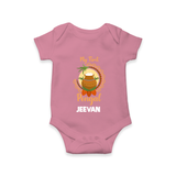 "Cultural Cutie - My First Pongal Romper For Babies With Name" - ONION - 0-3 Months Old (Chest 16")