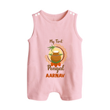 "Cultural Cutie - My First Pongal Romper Suit For Babies With Name" - BABY PINK - 0 - 5 Months Old (Chest 18")