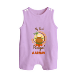 "Cultural Cutie - My First Pongal Romper Suit For Babies With Name" - LILAC - 0 - 5 Months Old (Chest 18")