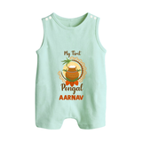 My first Pongal Pot Print – Custom Kids Romper Suit  - MINT GREEN - 0 - 5 Months Old (Chest 18")