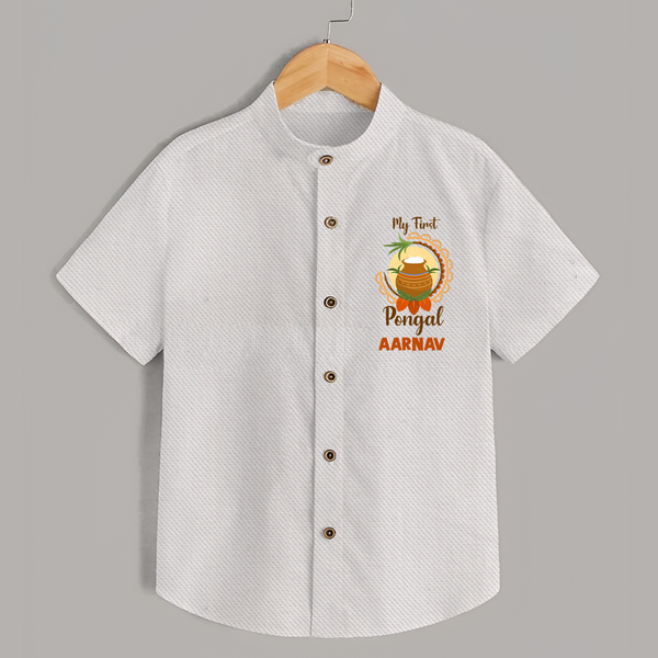 Cultural Cutie - My First Pongal Shirt for Boys With Name - WHITE - 0 - 6 Months Old (Chest 23")