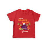 Happy Pongal - Sweet as Sakkarai Pongal  Customized T-Shirt for Kids with Name - RED - 0-5 Months Old (Chest 17")