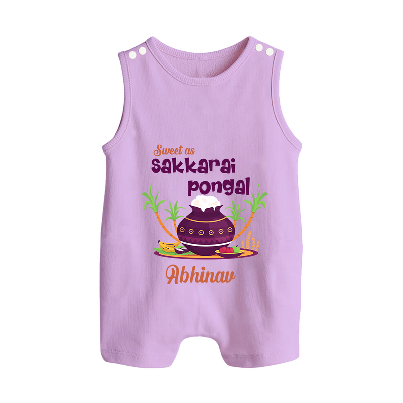 Happy Pongal - Sweet as Sakkarai Pongal  Customized Romper Suit for Babies with Name - LILAC - 0 - 5 Months Old (Chest 18")