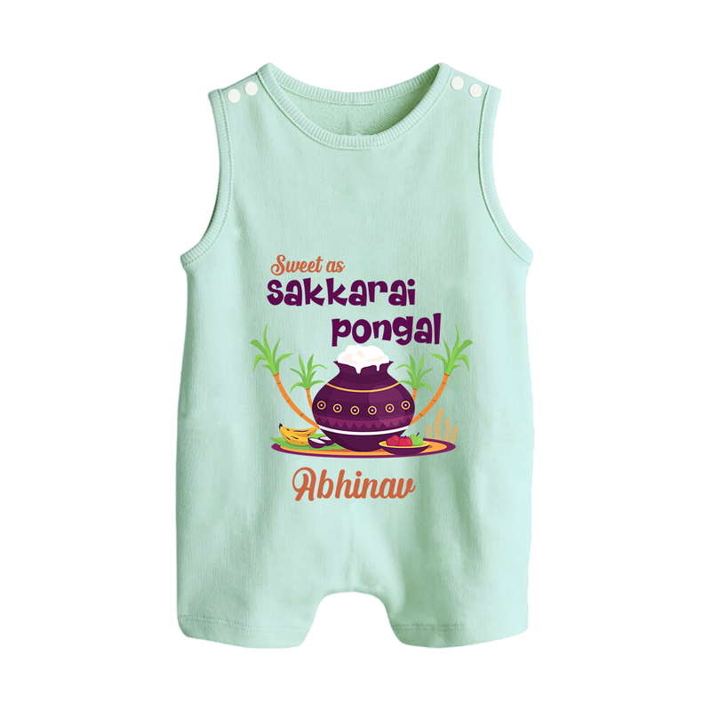 Happy Pongal - Sweet as Sakkarai Pongal  Customized Romper Suit for Babies with Name - MINT GREEN - 0 - 5 Months Old (Chest 18")