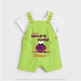 Happy Pongal - Sweet as Sakkarai Pongal  Customized Dungaree Set for Kids with Name - GREEN - 0 - 5 Months Old (Chest 18")