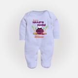 Happy Pongal - Sweet as Sakkarai Pongal  Customized Sleep Suit for Babies with Name - BABY BLUE - New Born (Chest 7.5")