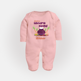 Happy Pongal - Sweet as Sakkarai Pongal  Customized Sleep Suit for Babies with Name - BABY PINK - New Born (Chest 7.5")