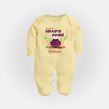 Happy Pongal - Sweet as Sakkarai Pongal  Customized Sleep Suit for Babies with Name - PASTEL YELLOW - New Born (Chest 7.5")