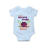 Happy Pongal - Sweet as Sakkarai Pongal  Customized Romper for Babies with Name - BABY BLUE - 0 - 3 Months Old (Chest 16")