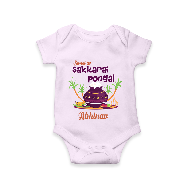 Happy Pongal - Sweet as Sakkarai Pongal  Customized Romper for Babies with Name - LILAC - 0 - 3 Months Old (Chest 16")