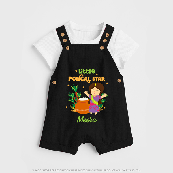 Little Pongal Star Personalized Kids Dungaree - BLACK - 0 - 5 Months Old (Chest 18")