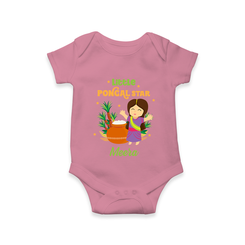 Happy Pongal - Little Pongal Star  Customized Romper for Babies with Name - ONION - 0 - 3 Months Old (Chest 16")