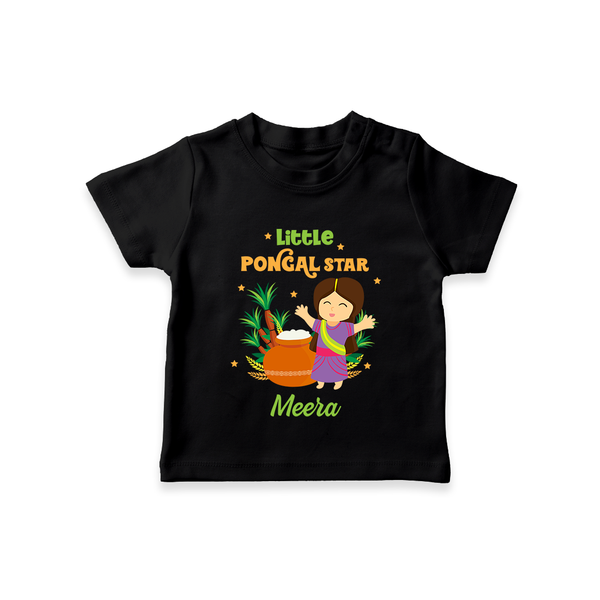 Little Pongal Star Personalized Kids T-Shirt - BLACK - 0-5 Months Old (Chest 17")