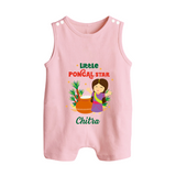 Happy Pongal - Little Pongal Star  Customized Romper Suit for Babies with Name - BABY PINK - 0 - 5 Months Old (Chest 18")