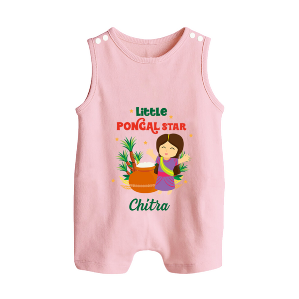 Little Pongal Star Personalized Kids Romper Suit - BABY PINK - 0 - 5 Months Old (Chest 18")