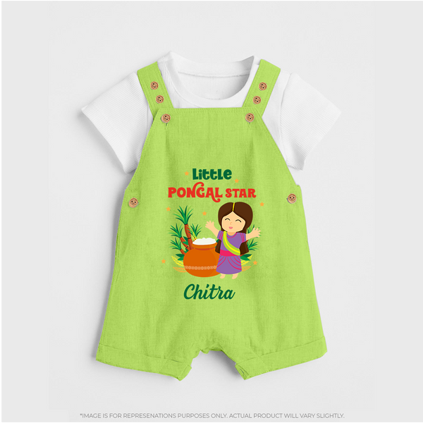 Little Pongal Star Personalized Kids Dungaree - GREEN - 0 - 5 Months Old (Chest 18")