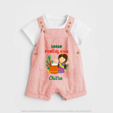 Happy Pongal - Little Pongal Star  Customized Dungaree Set for Kids with Name - PEACH - 0 - 5 Months Old (Chest 18")