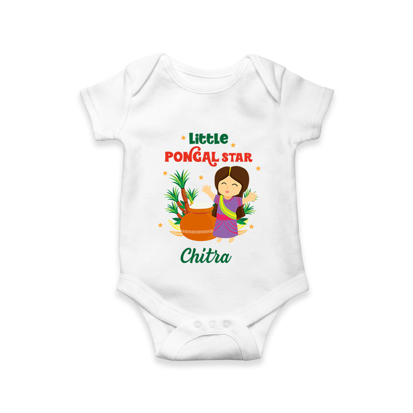 Little Pongal Star Personalized Kids Romper - WHITE - New Born (Chest 14")