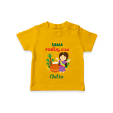 Happy Pongal - Little Pongal Star  Customized T-Shirt for Kids with Name - CHROME YELLOW - 0-5 Months Old (Chest 17")