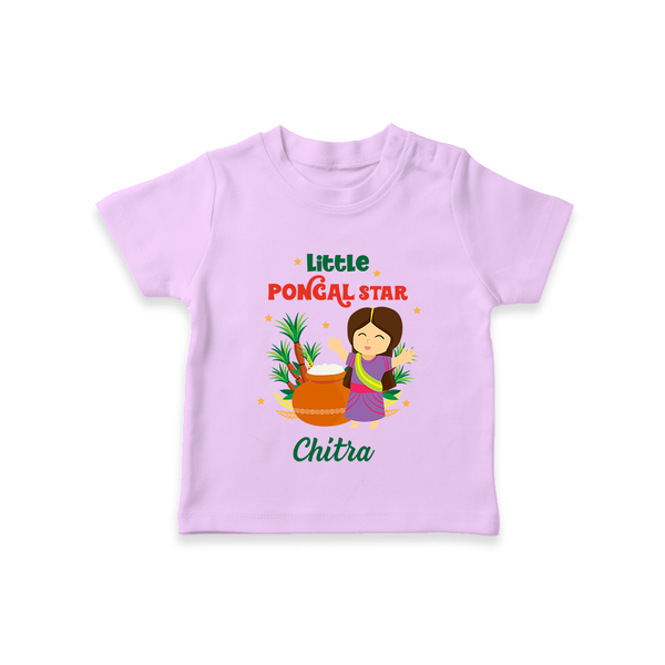 Little Pongal Star Personalized Kids T-Shirt - LILAC - 0-5 Months Old (Chest 17")