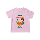 Happy Pongal - Little Pongal Star  Customized T-Shirt for Kids with Name - PINK - 0-5 Months Old (Chest 17")