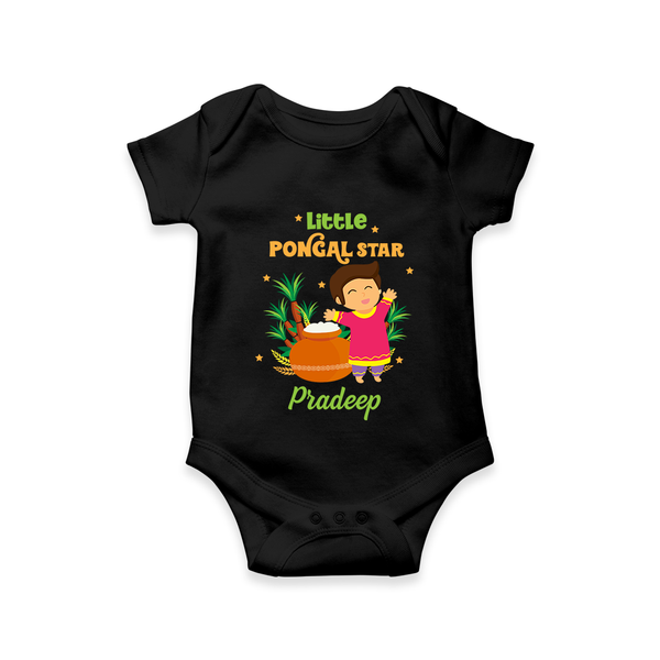 Little Pongal Star  – Custom Kids Romper  - BLACK - New Born (Chest 14")