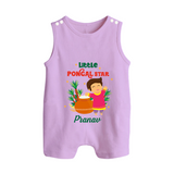 Little Pongal Star  Customized Romper Suit for Babies with Name - LILAC - 0 - 5 Months Old (Chest 18")