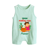 Little Pongal Star  Customized Romper Suit for Babies with Name - MINT GREEN - 0 - 5 Months Old (Chest 18")