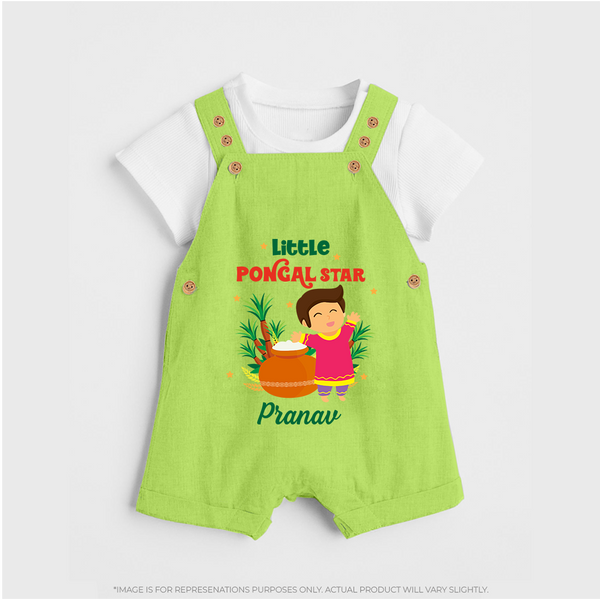 Little Pongal Star  – Custom Kids Dungaree  - GREEN - 0 - 5 Months Old (Chest 18")