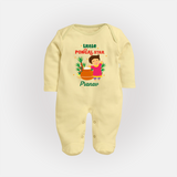 Little Pongal Star  Customized Sleep Suit for Babies with Name - PASTEL YELLOW - New Born (Chest 7.5")