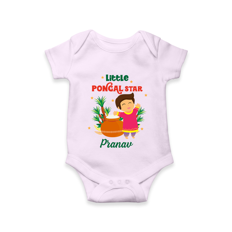 Little Pongal Star  Customized Romper for Babies with Name - LILAC - 0 - 3 Months Old (Chest 16")