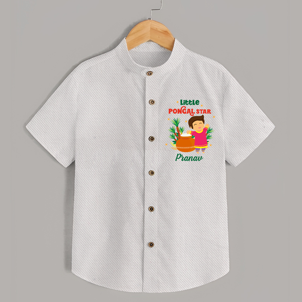 Little Pongal Star  Customized Shirt for Kids with Name - WHITE - 0 - 6 Months Old (Chest 23")