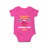 Pongalo Pongal - Customized Romper for Babies with Name - HOT PINK - 0 - 3 Months Old (Chest 16")