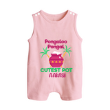 Pongalo Pongal - Customized Romper Suit for Babies with Name - BABY PINK - 0 - 5 Months Old (Chest 18")