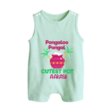 Pongalo Pongal - Customized Romper Suit for Babies with Name - MINT GREEN - 0 - 5 Months Old (Chest 18")