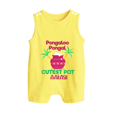 Pongalo Pongal - Customized Romper Suit for Babies with Name - PASTEL YELLOW - 0 - 5 Months Old (Chest 18")