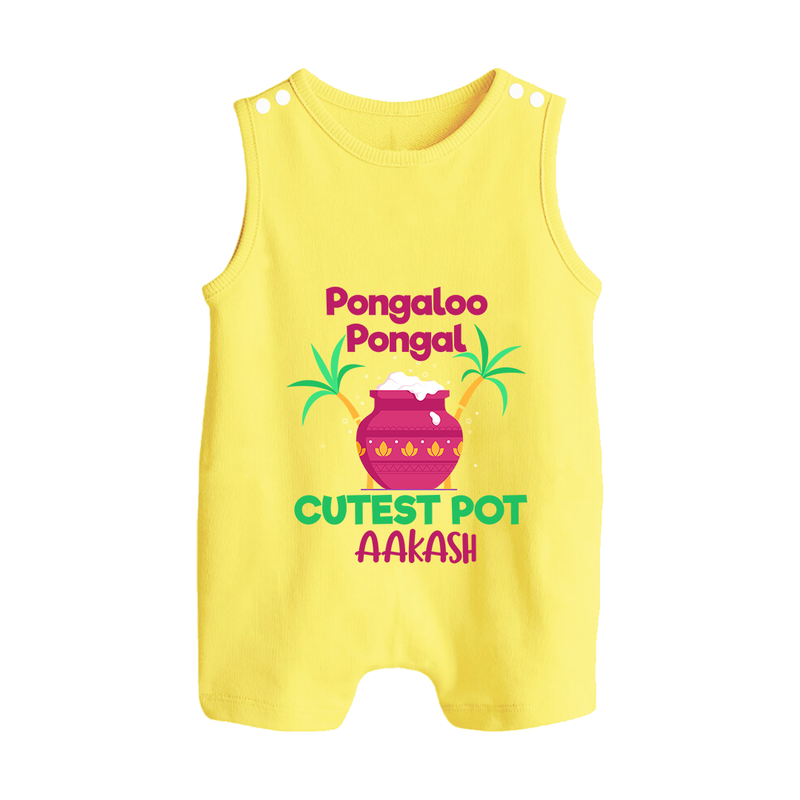 Pongalo Pongal - Customized Romper Suit for Babies with Name - PASTEL YELLOW - 0 - 5 Months Old (Chest 18")