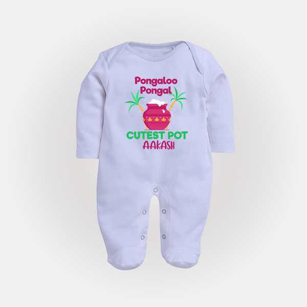 Pongalo Pongal - Customized Sleep Suit for Babies with Name - BABY BLUE - New Born (Chest 7.5")