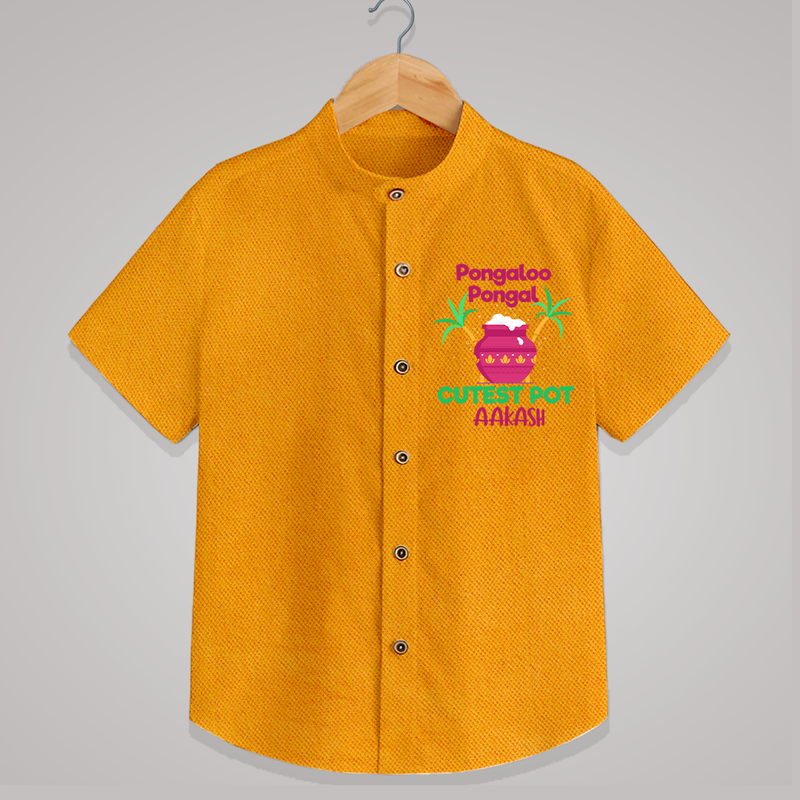 Pongalo Pongal - Customized Shirt for Kids with Name - CHROME YELLOW - 0 - 6 Months Old (Chest 23")