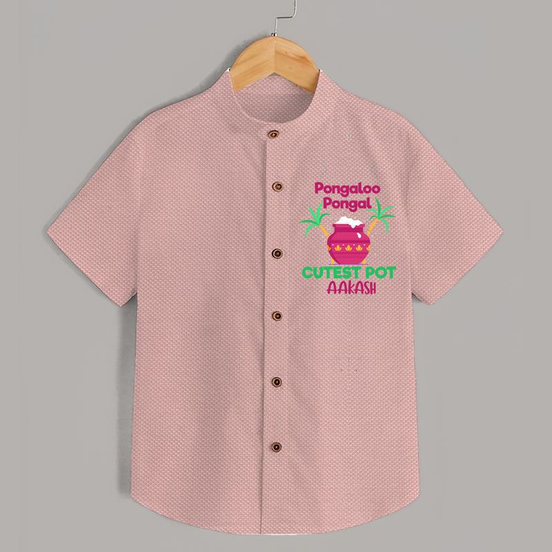 Pongalo Pongal - Customized Shirt for Kids with Name - PEACH - 0 - 6 Months Old (Chest 23")