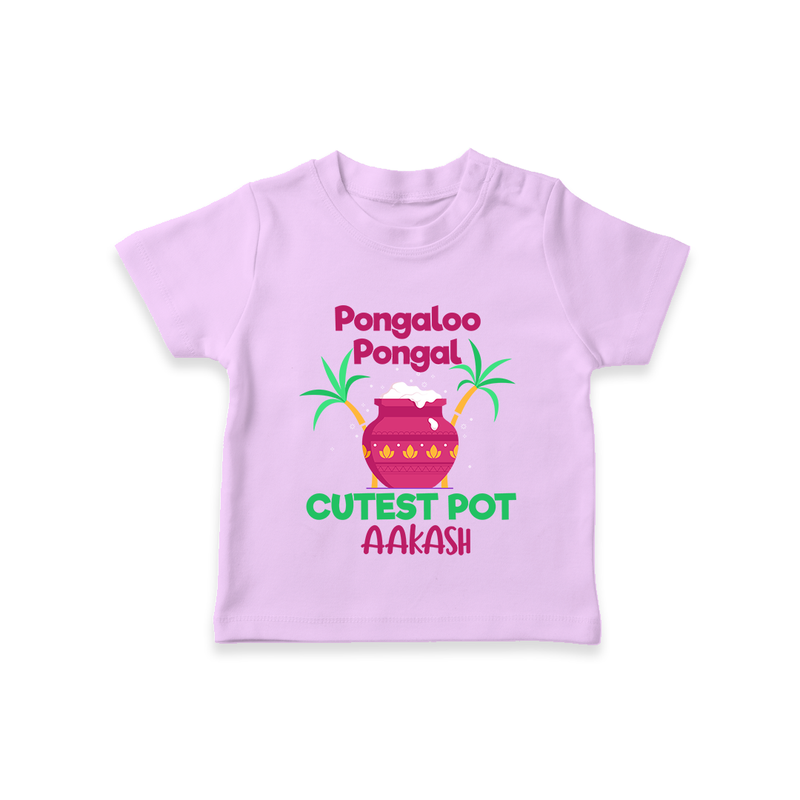 Pongalo Pongal - Customized T-Shirt for Kids with Name - LILAC - 0-5 Months Old (Chest 17")