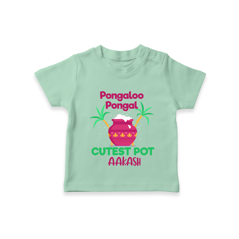 Pongalo Pongal - Customized T-Shirt for Kids with Name - MINT GREEN - 0-5 Months Old (Chest 17")