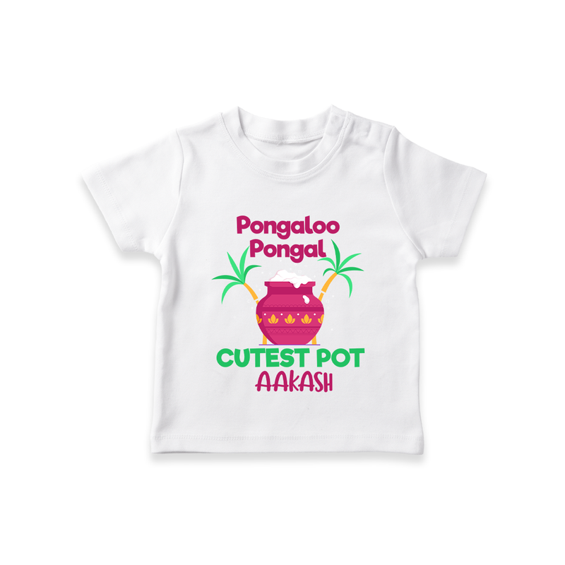 Pongalo Pongal - Customized T-Shirt for Kids with Name - WHITE - 0-5 Months Old (Chest 17")