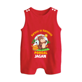 Happy Pongal - Harvest Joy Customized Romper Suit for Babies with Name - RED - 0 - 5 Months Old (Chest 18")